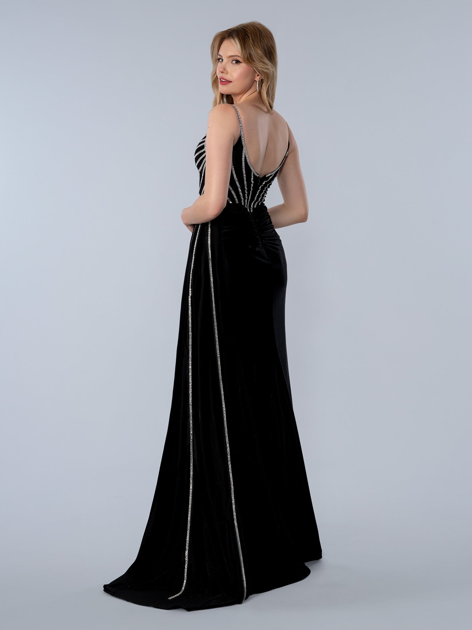 Prom Dresses Long Fitted Formal Beaded Prom Dress Black