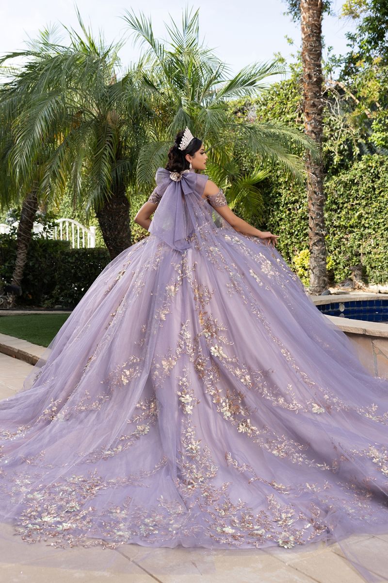 Off-the-Shoulder Floor-Length Tulle Quinceañera Ball Gown May Queen LK292