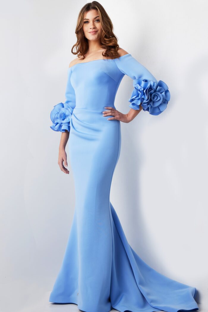 Formal Dresses Long Ruffle Formal Dress Light Blue