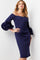 Formal Dresses Knee Length Scuba Formal Dress  Navy
