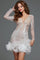 Cocktail Dresses Short Beaded Sequin Ruffle Cocktail Dress Off-White