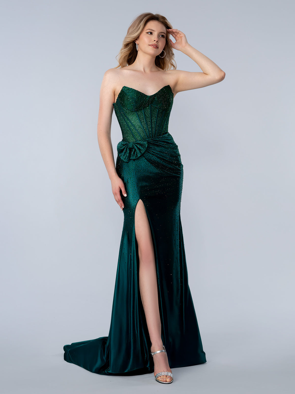 Prom Dresses Beaded Corset Long Formal Prom Dress Emerald