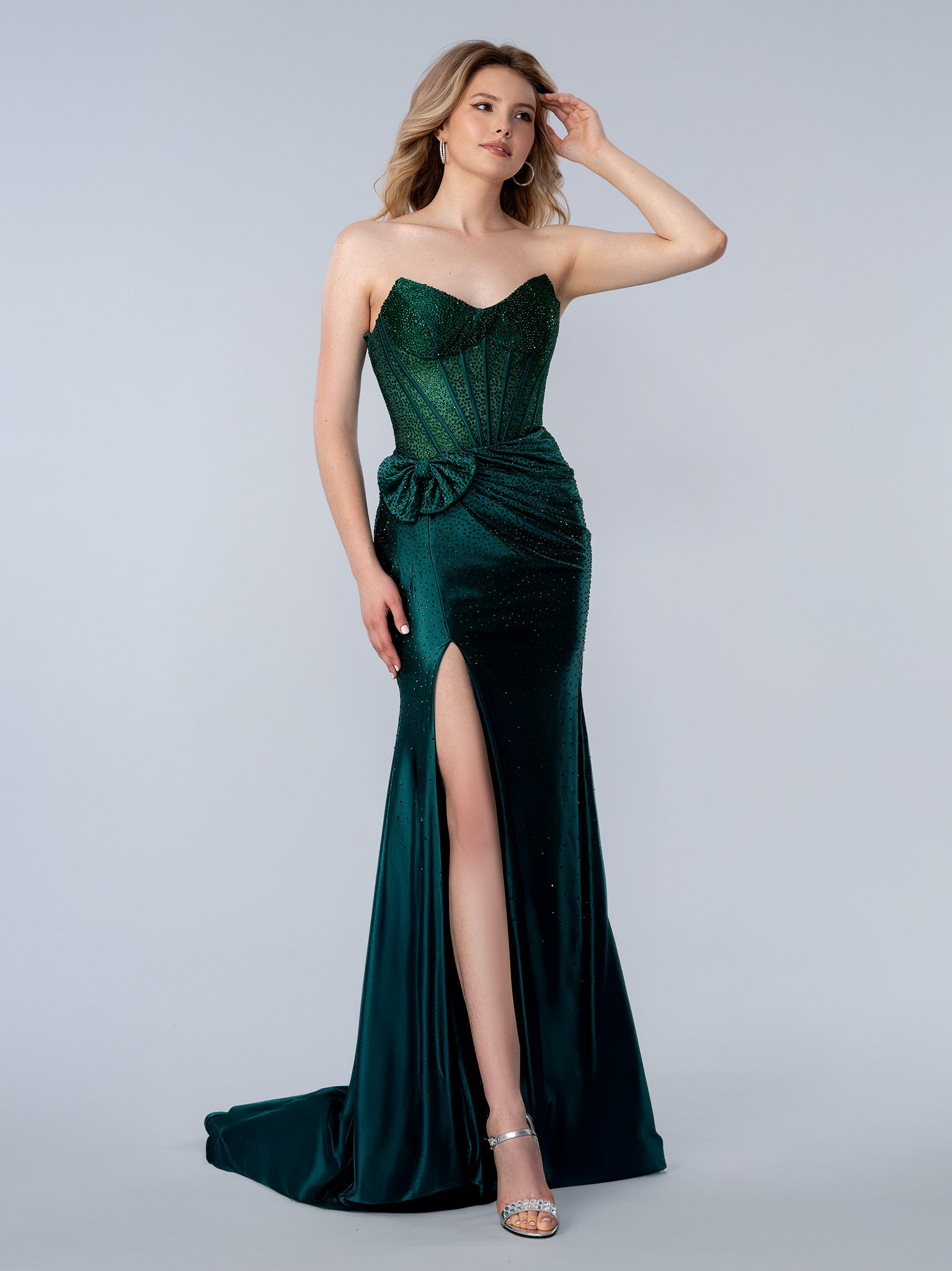 Prom Dresses Beaded Corset Long Formal Prom Dress Emerald