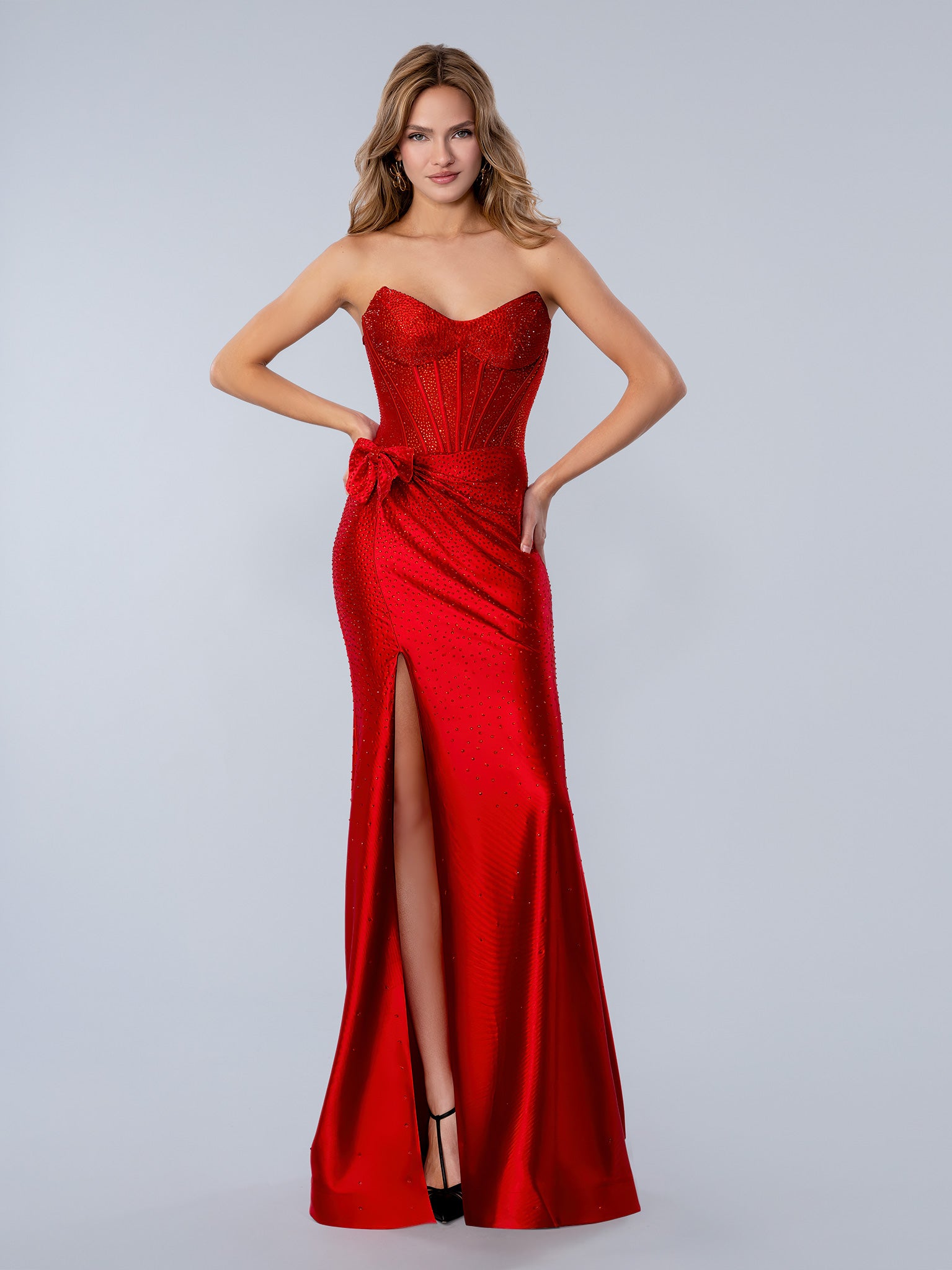 Prom Dresses Beaded Corset Long Formal Prom Dress Red