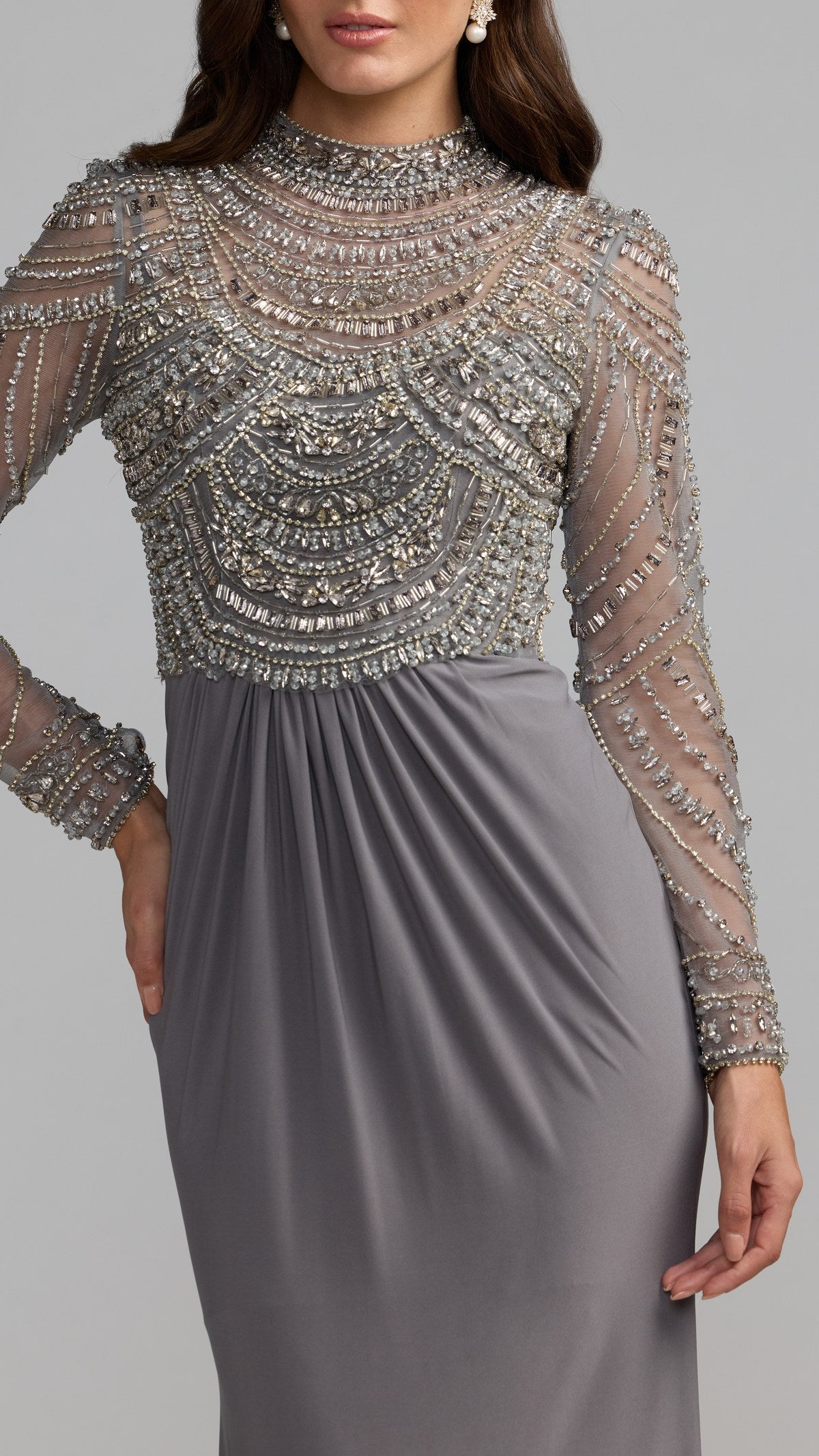 Mac Duggal style 2377 in Platinum, detail view