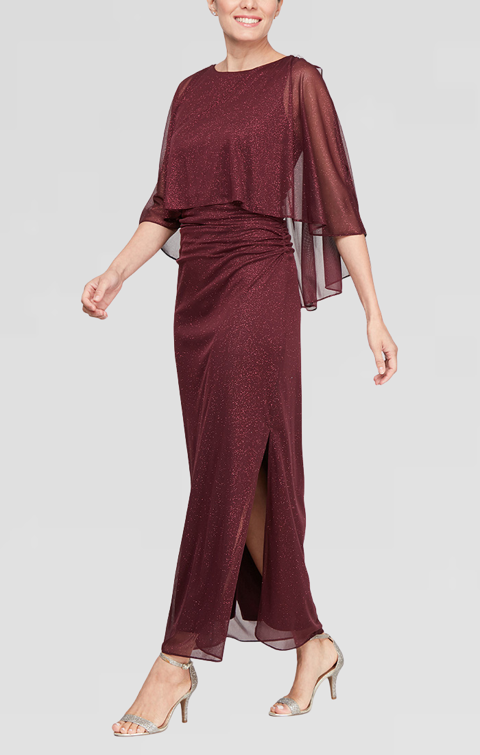 Mother of the Bride Dresses Long Formal Mother of the Bride Capelet Dress FIG