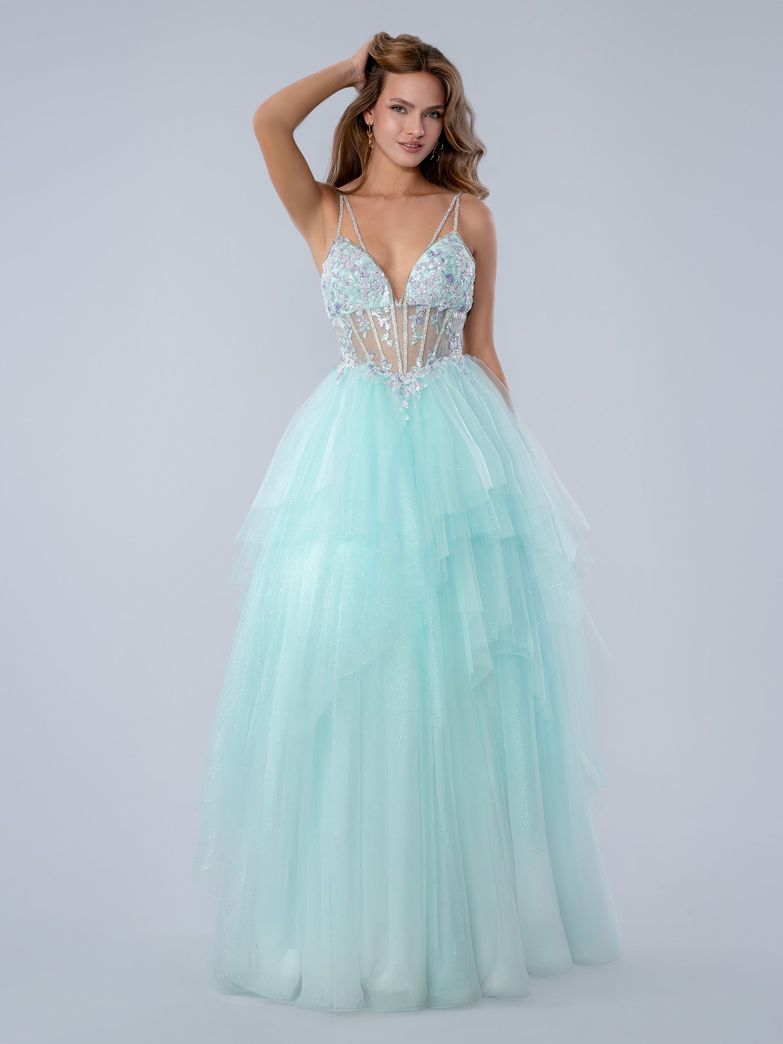 Prom Dresses Long Formal Sequin Corset Prom Dress Mint