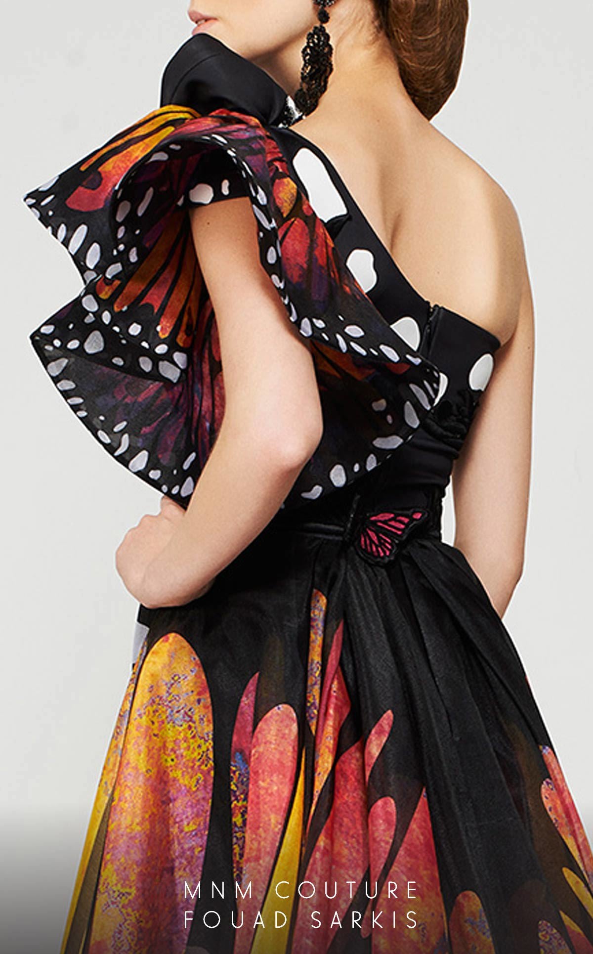 MNM Couture 2381 Long Ruffle Printed Fomal Dress