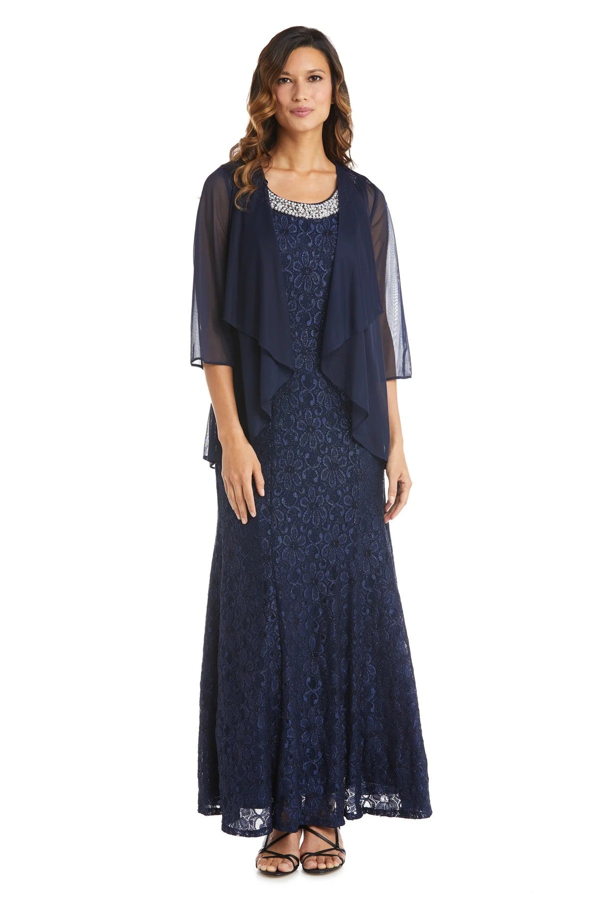 Long Formal Dress Beaded Petite R&M Richards 2382P
