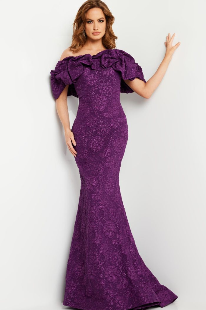 Formal Dresses Long Fitted Ruffle Mermaid Formal Dress Plum
