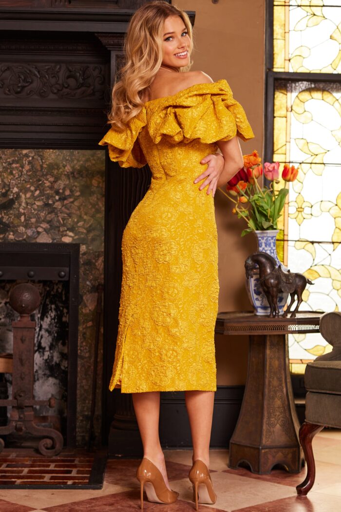 Formal Dresses Short Ruffle Mustard Formal Dress Mustard