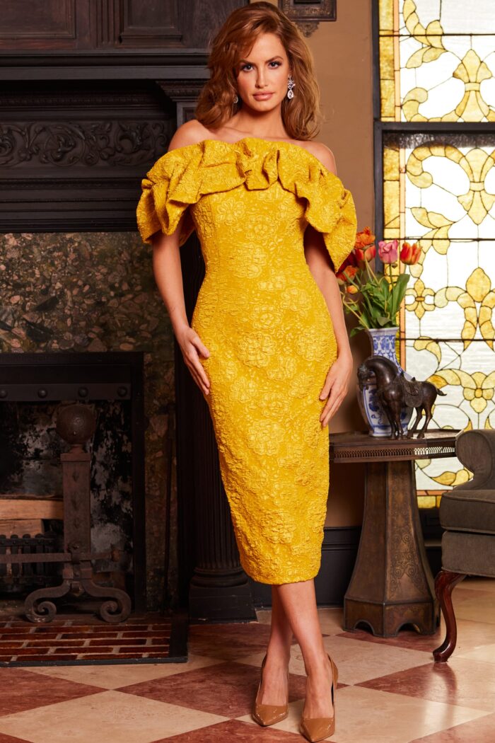 Formal Dresses Short Ruffle Mustard Formal Dress Mustard