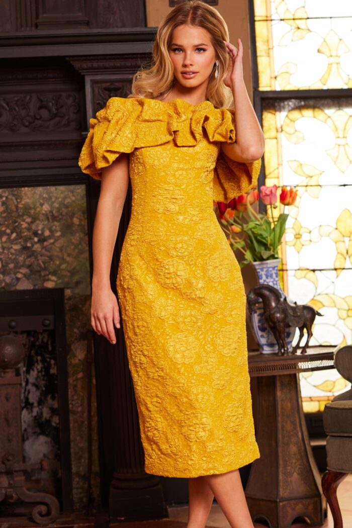 Formal Dresses Short Ruffle Mustard Formal Dress Mustard