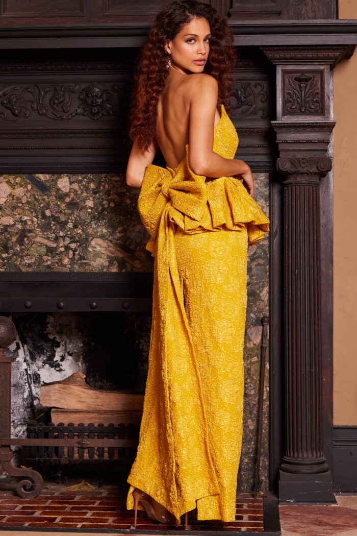 Mother of the Bride Dresses Long Mermaid Peplum Formal Dress Mustard