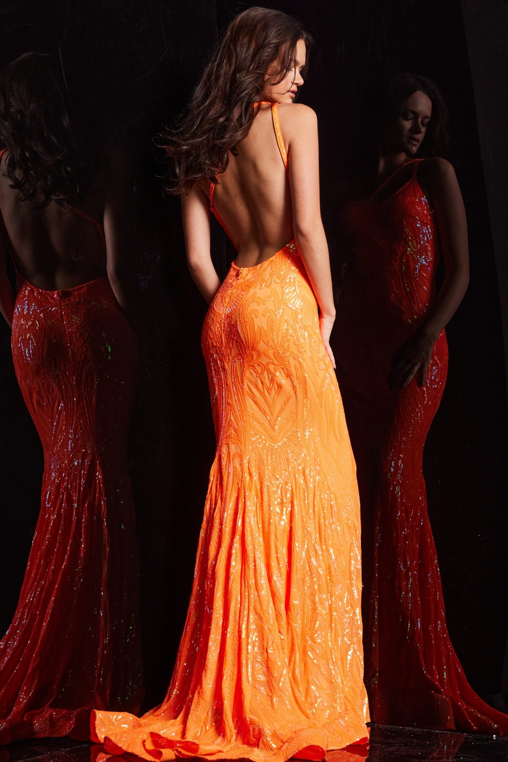 Prom Dresses Mermaid Long Formal Fitted Prom Dress Iridescent Orange