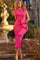 Cocktail Dresses Short High Slit Ruffle Cocktail Dress Fuchsia