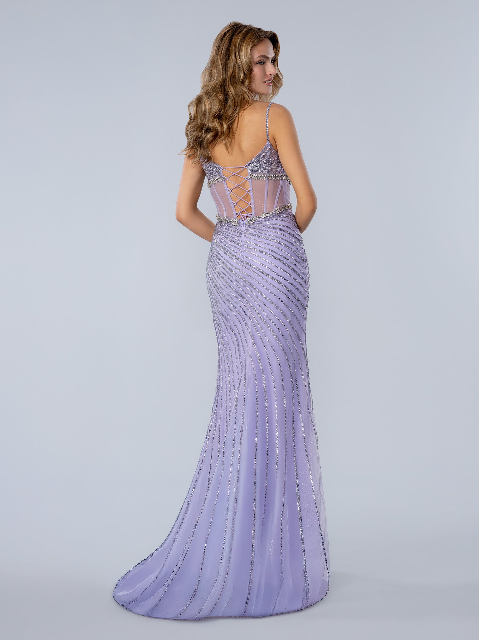 Prom Dresses Corset Long Formal Sequin Prom Dress Lilac