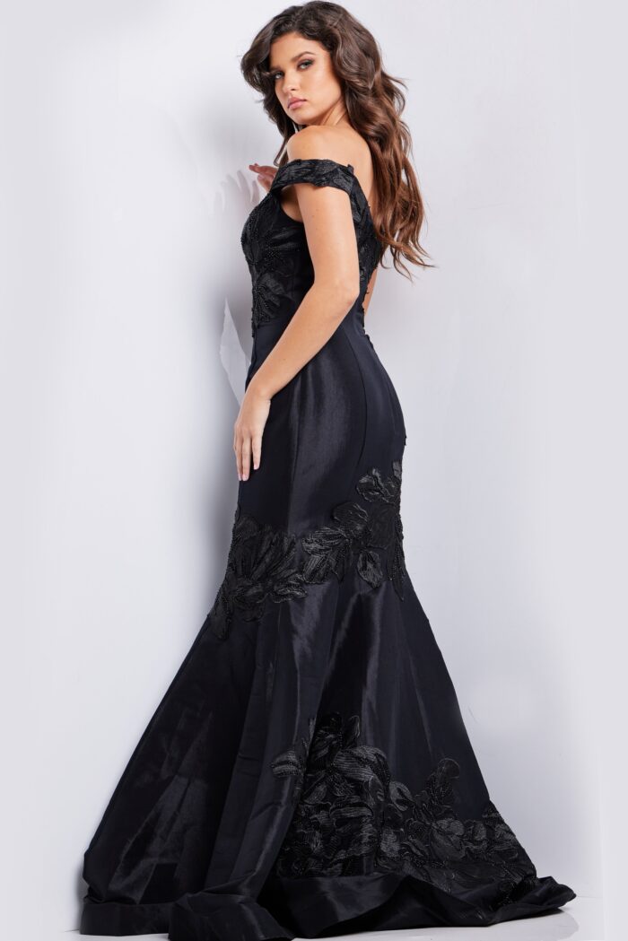 Formal Dresses Long Beaded Print Formal Dress Black
