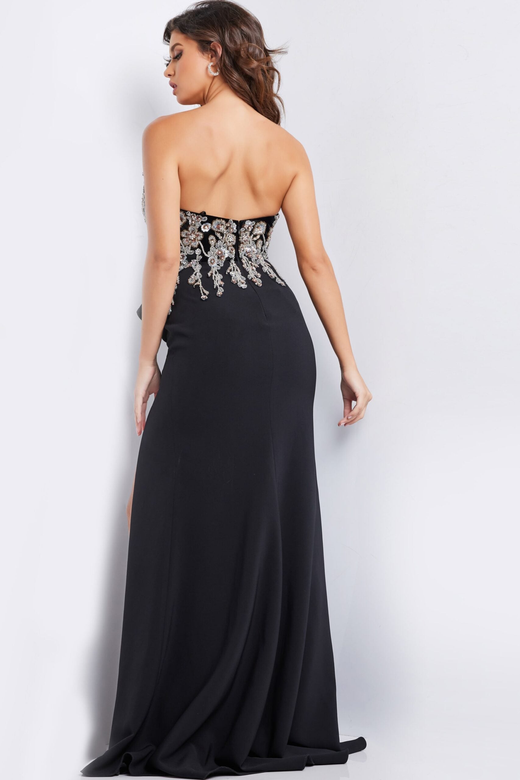 Prom Dresses Long Formal Floral Beaded Evening Prom Dress Black