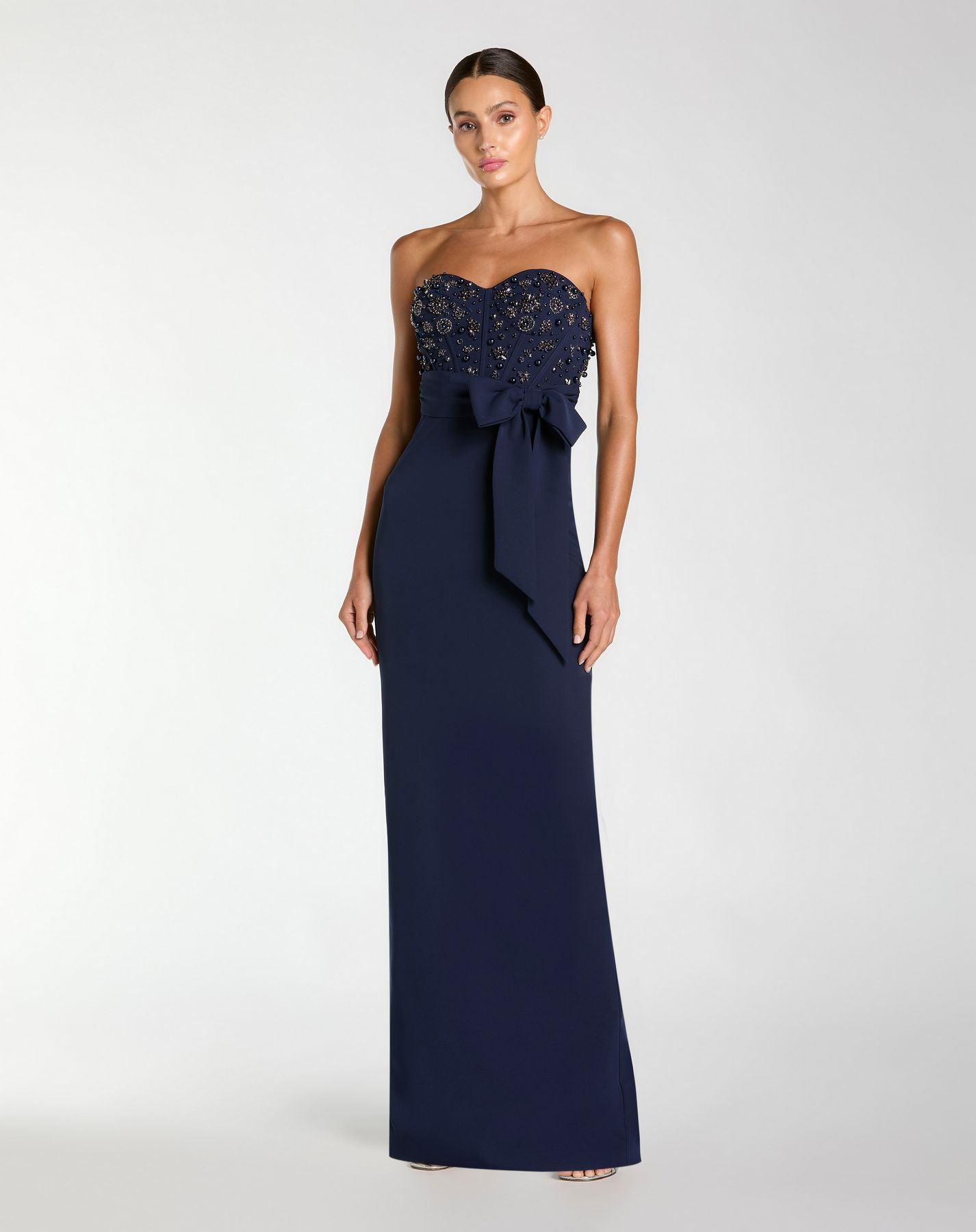 Prom Dresses Long Formal Prom Dress - Beaded - Mac Duggal 2395 Midnight-Crepe-2395-Fitted