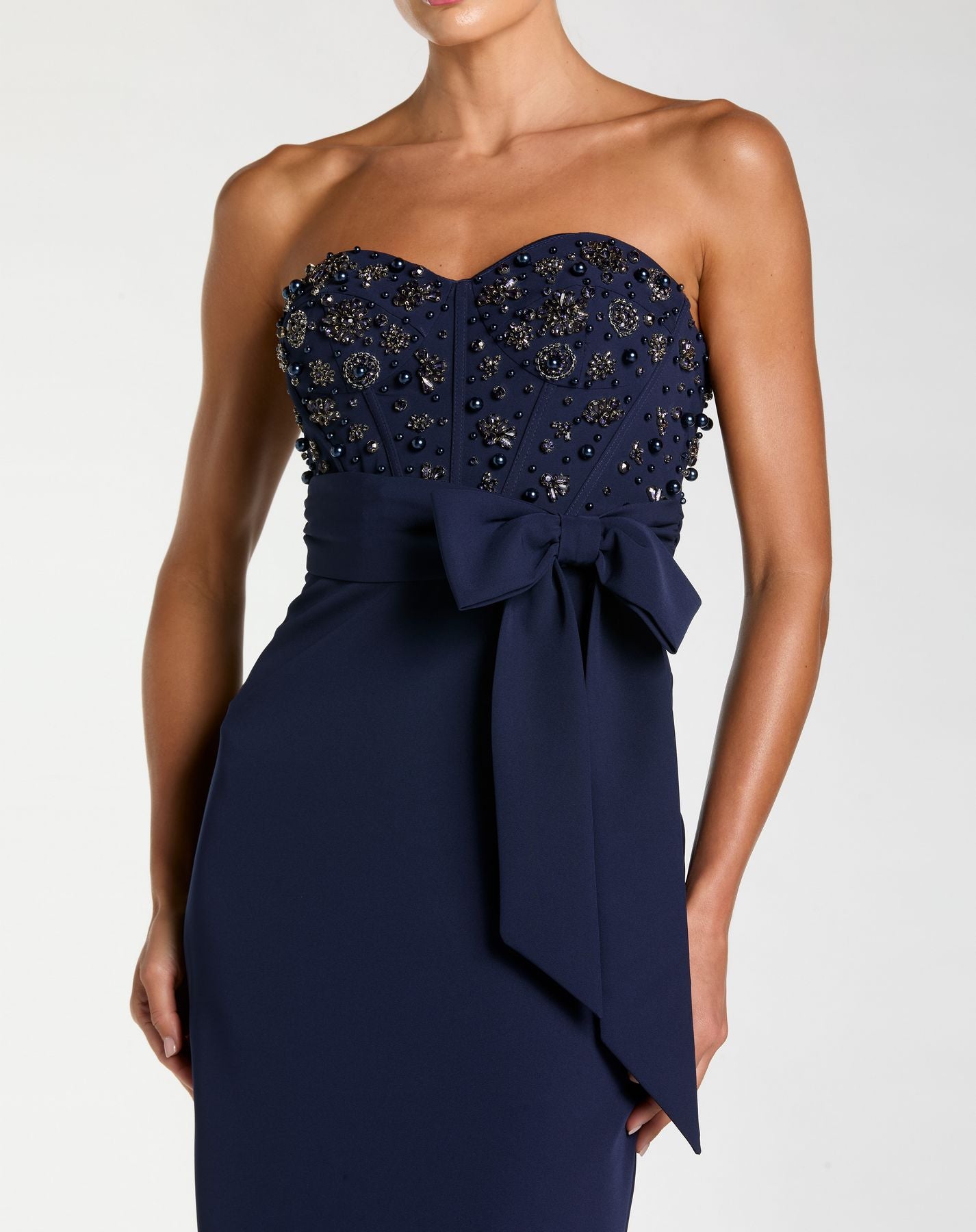 Prom Dresses Long Formal Prom Dress - Beaded - Mac Duggal 2395 Midnight-Crepe-2395-Fitted