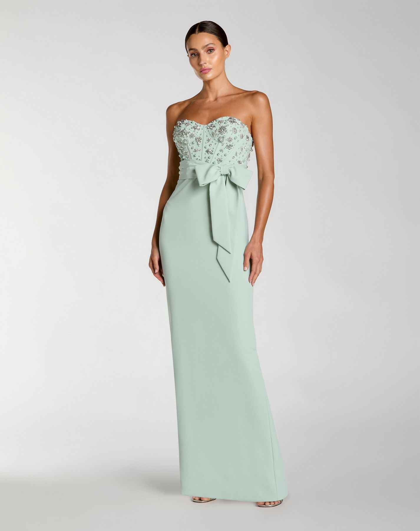 Prom Dresses Long Formal Prom Dress - Beaded - Mac Duggal 2395 Sage-Crepe-2395-Fitted