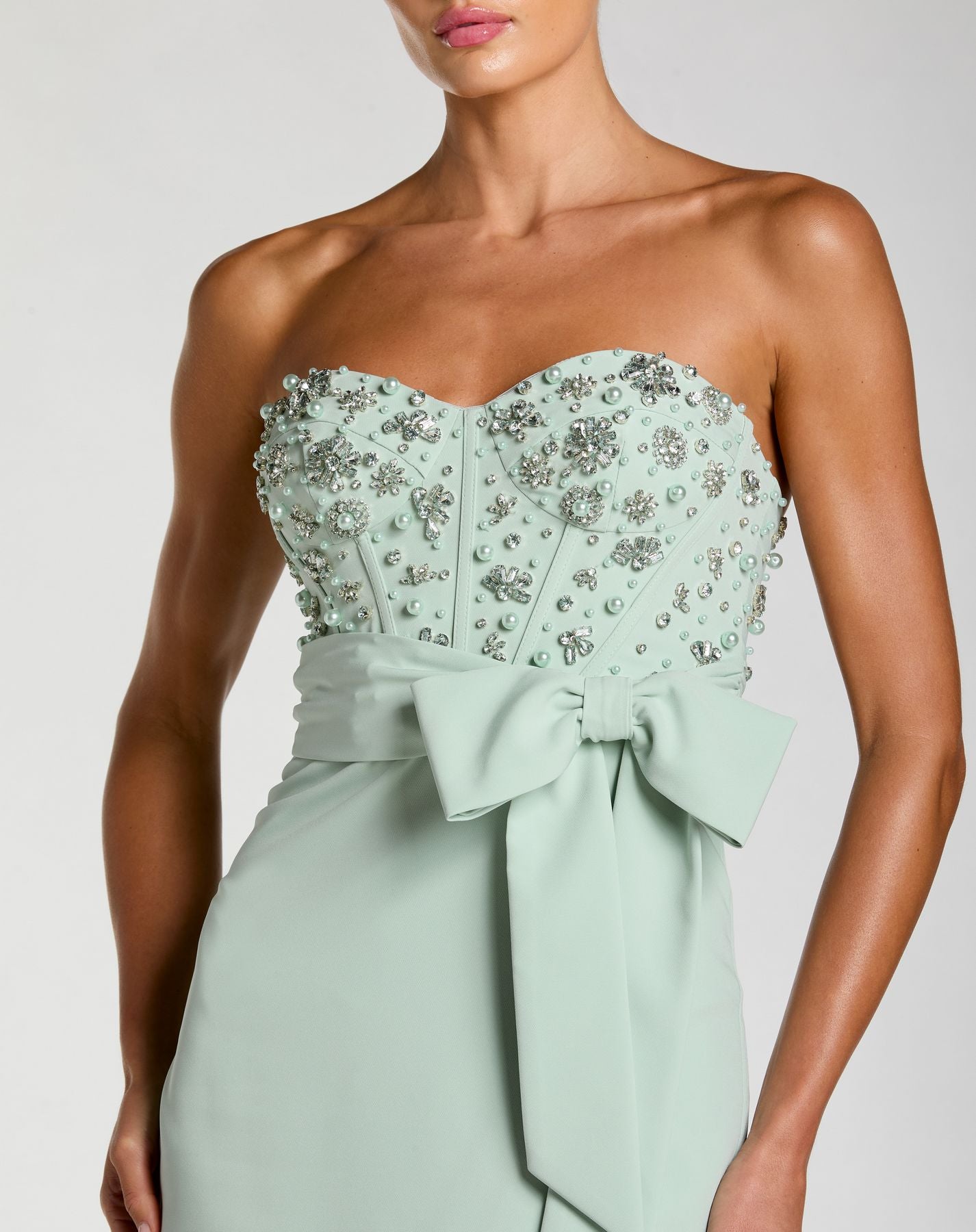 Prom Dresses Long Formal Prom Dress - Beaded - Mac Duggal 2395 Sage-Crepe-2395-Fitted