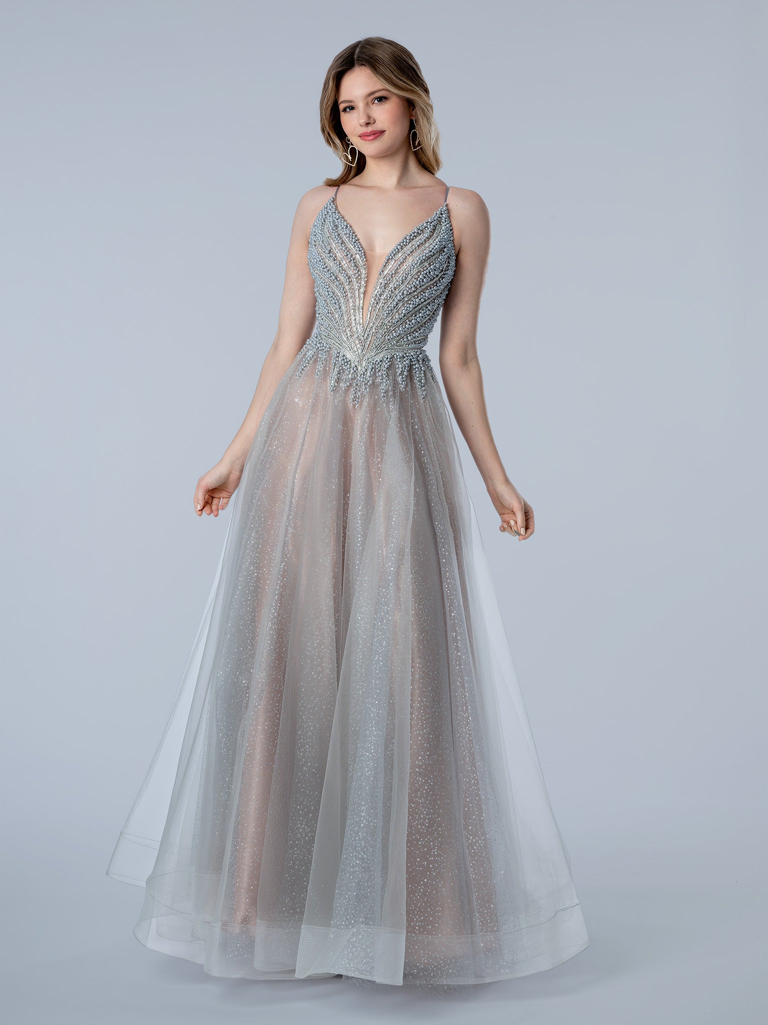 Prom Dresses A Line Long Formal Beaded Prom Dress Silver