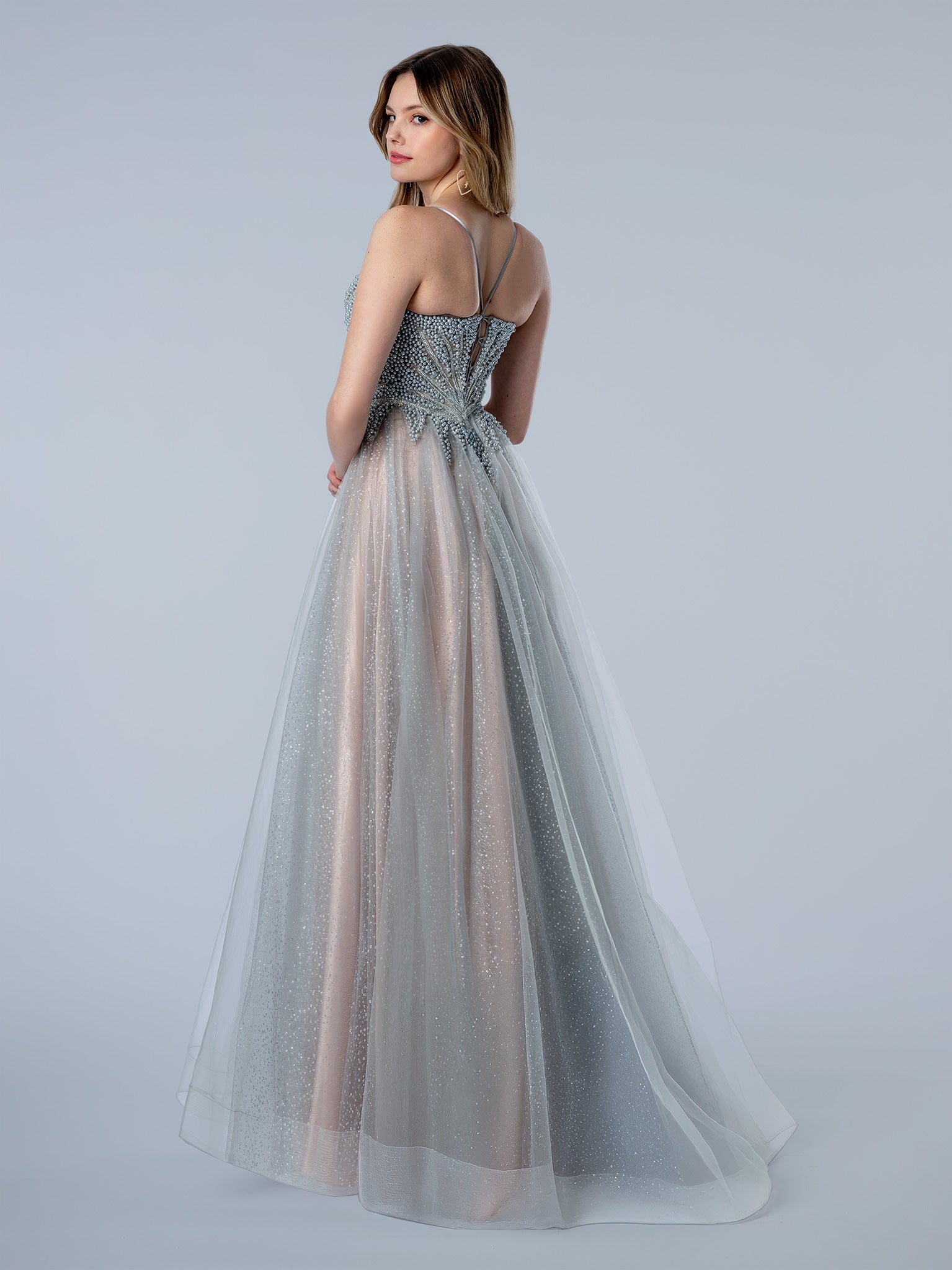 Prom Dresses A Line Long Formal Beaded Prom Dress Silver