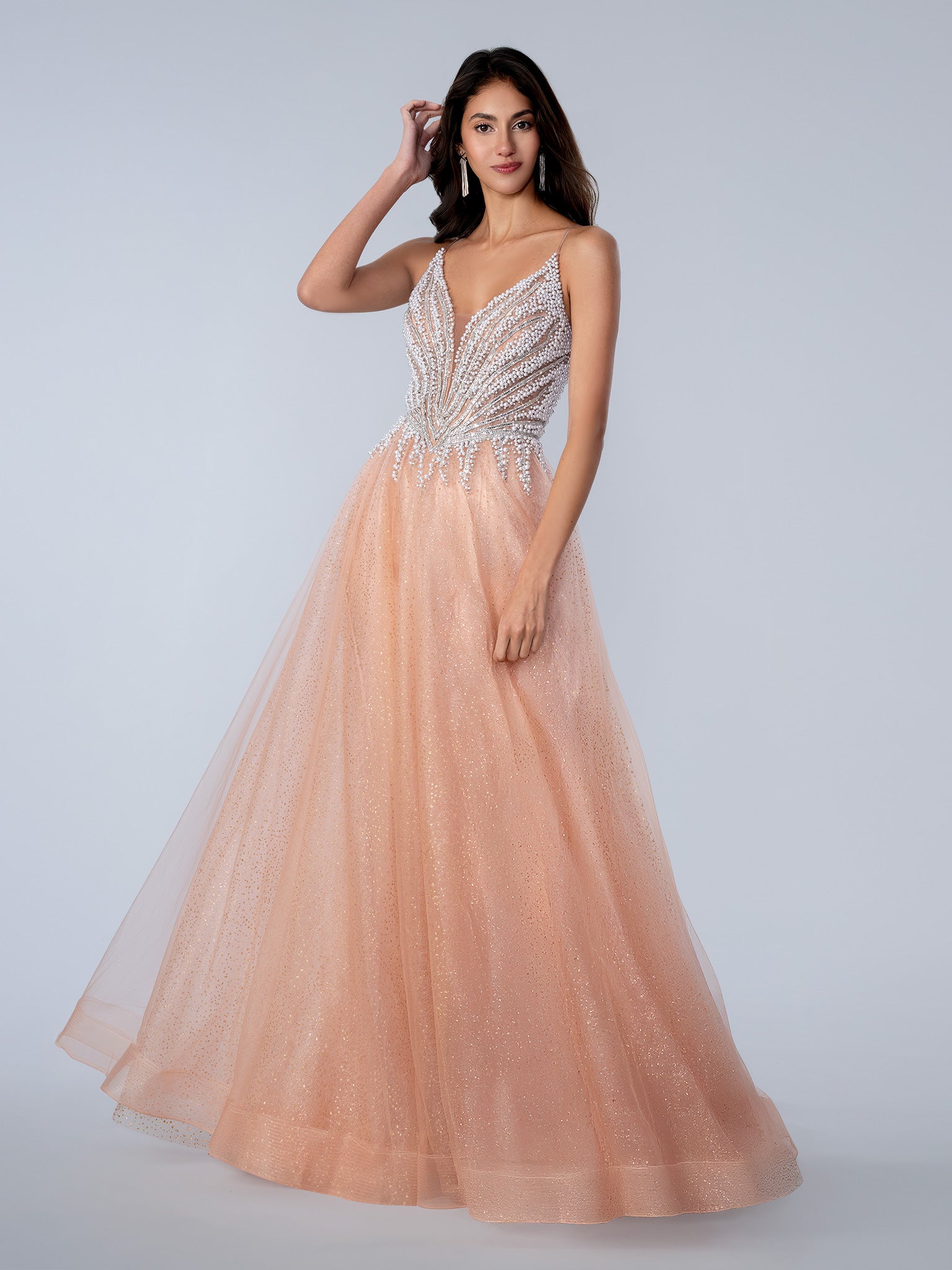 Prom Dresses A Line Long Formal Beaded Prom Dress Rose
