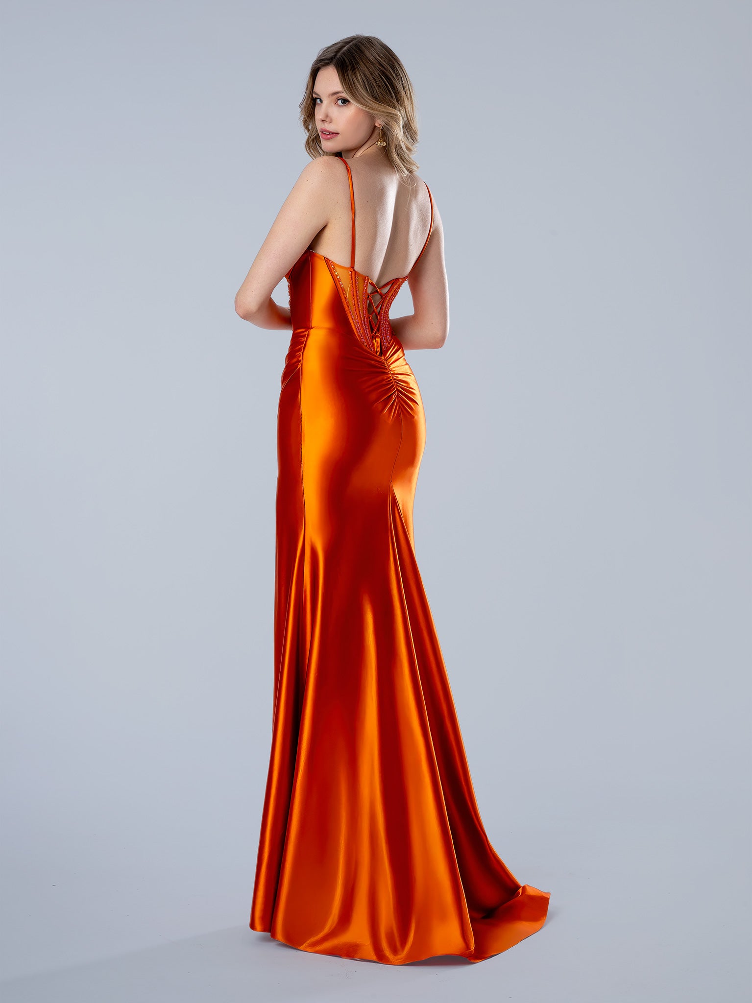 Prom Dresses Fitted Long Formal Beaded Prom Dress Orange