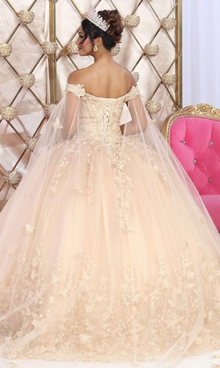 Off-the-Shoulder Floor-Length Tulle Quinceañera Ball Gown May Queen LK236