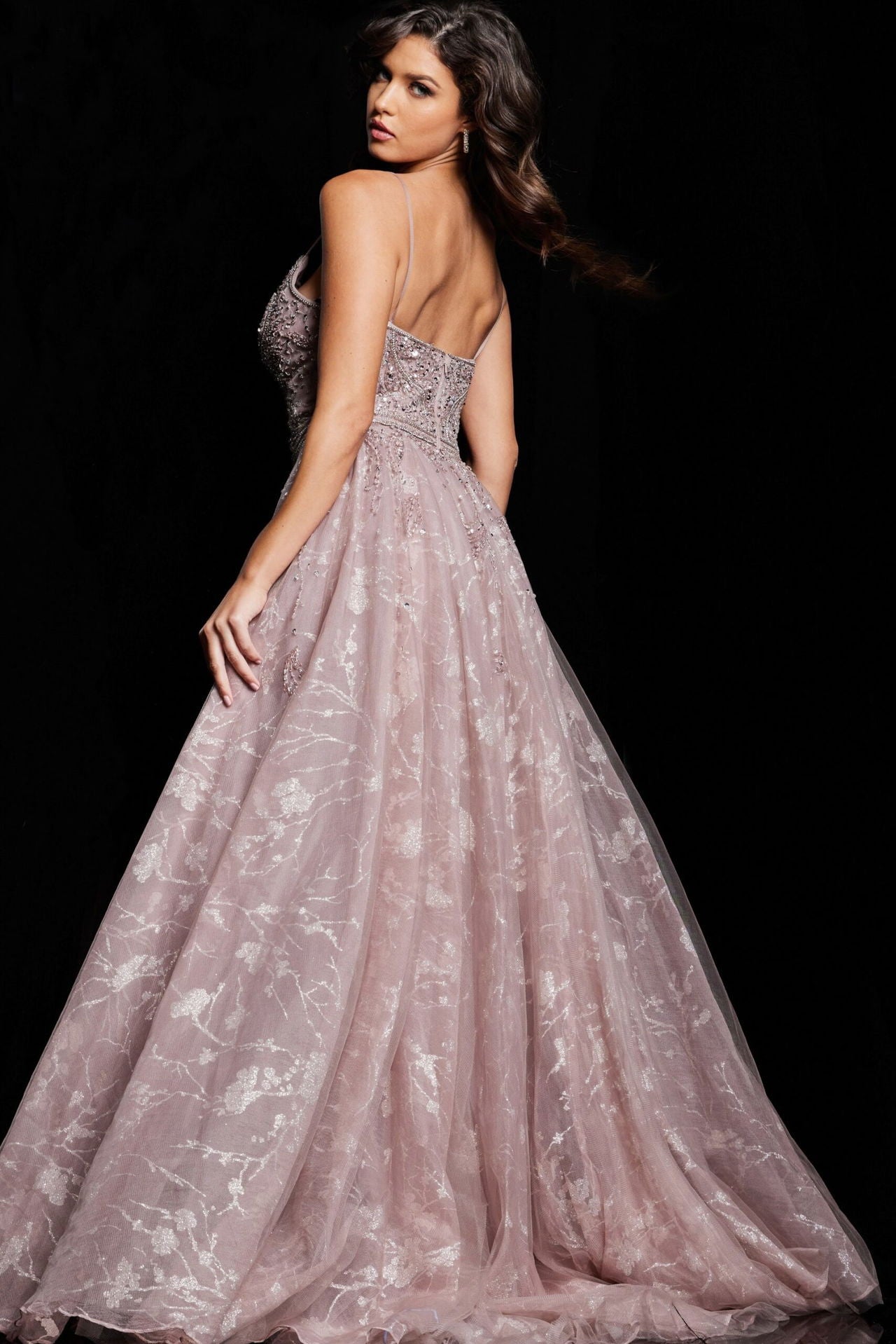 Prom Dresses Long Beaded Formal Overskirt Prom Dress Taupe