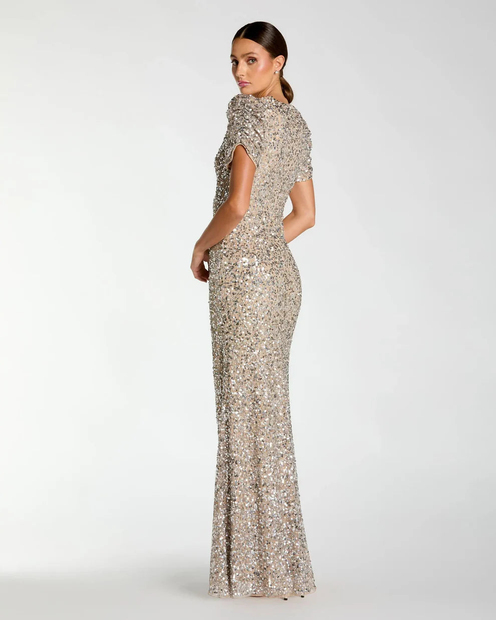 Formal Dresses Long Sequin Formal Evening Gown Nude Silver