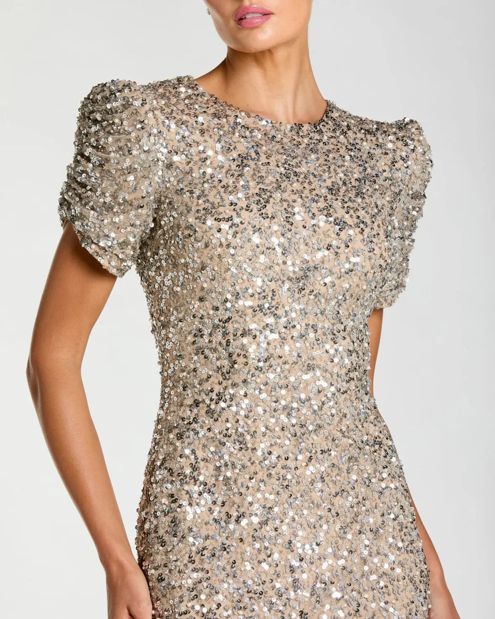 Formal Dresses Long Sequin Formal Evening Gown Nude Silver