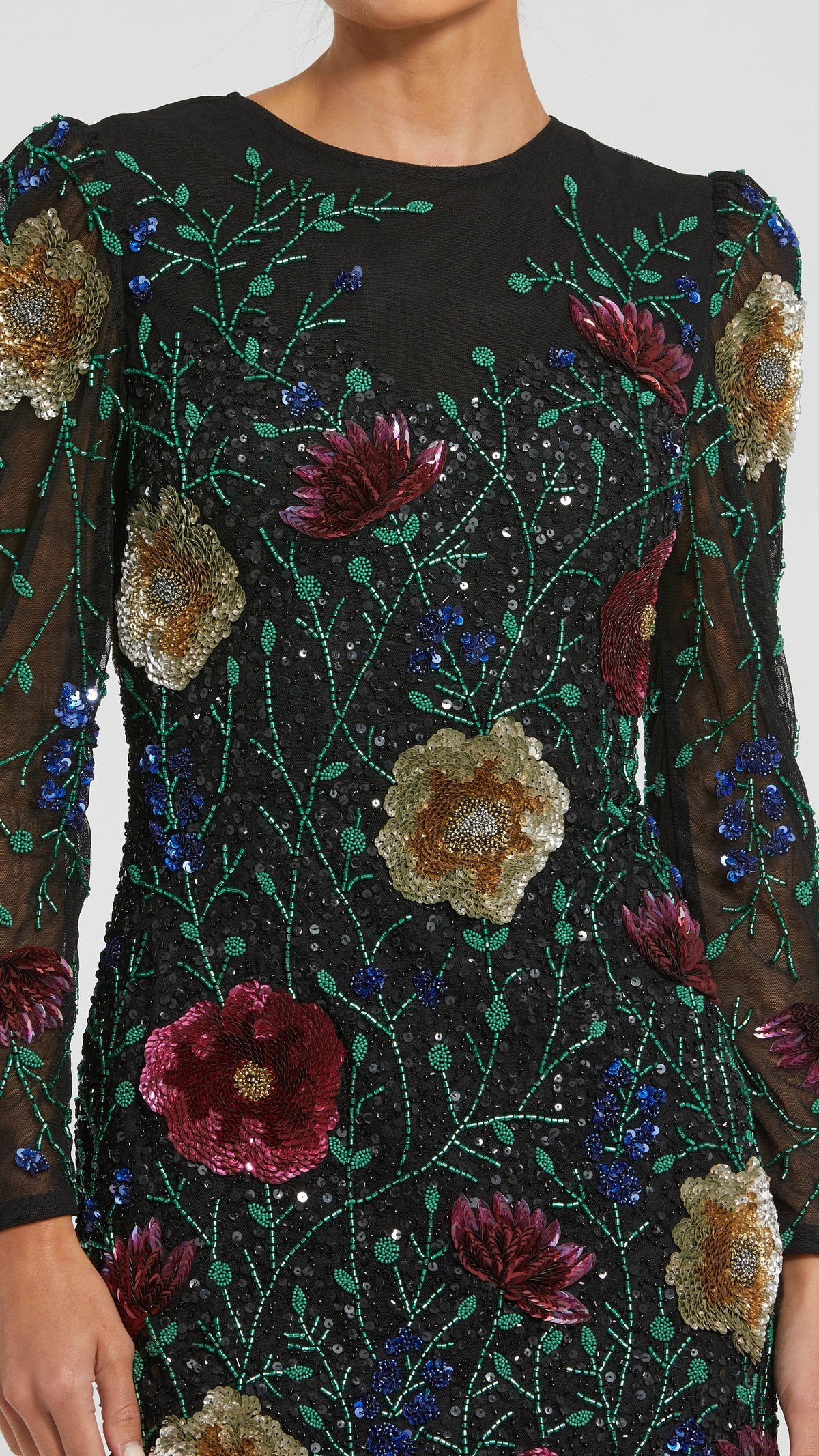 Mac Duggal style 24006 in Black Multi, detail view