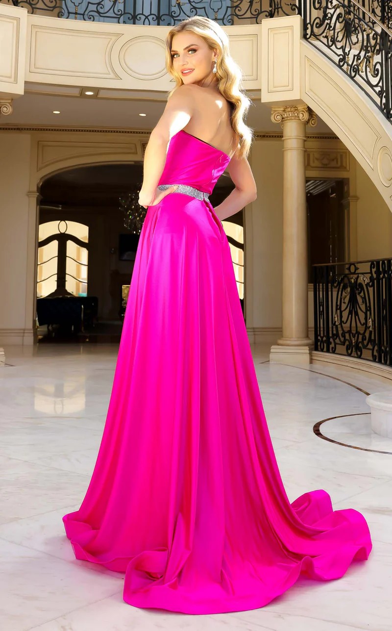 Jessica Angel 2402 Beaded Slit Long Formal A Line Pocket Prom Dress