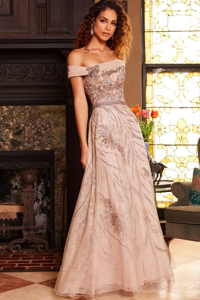 Formal Dresses Long Evening Beaded A Line Formal Dress  Champagne