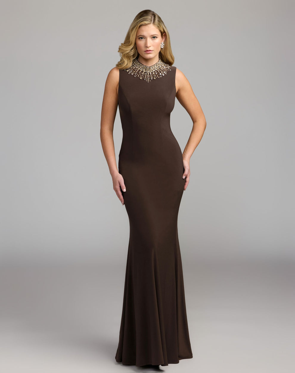 Jewel Floor-Length Jersey Evening Mermaid Mac Duggal 2406