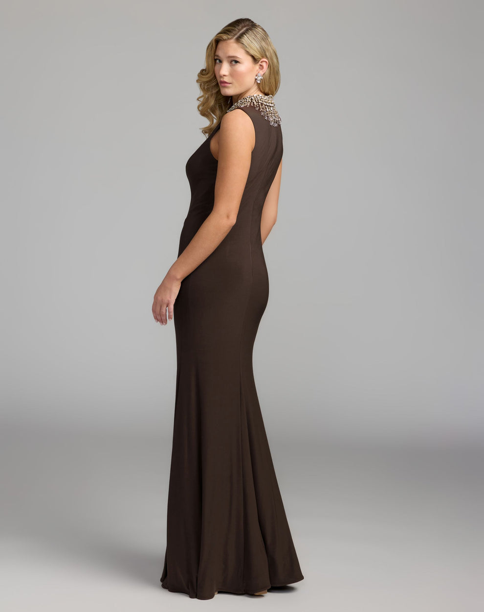 Jewel Floor-Length Jersey Evening Mermaid Mac Duggal 2406