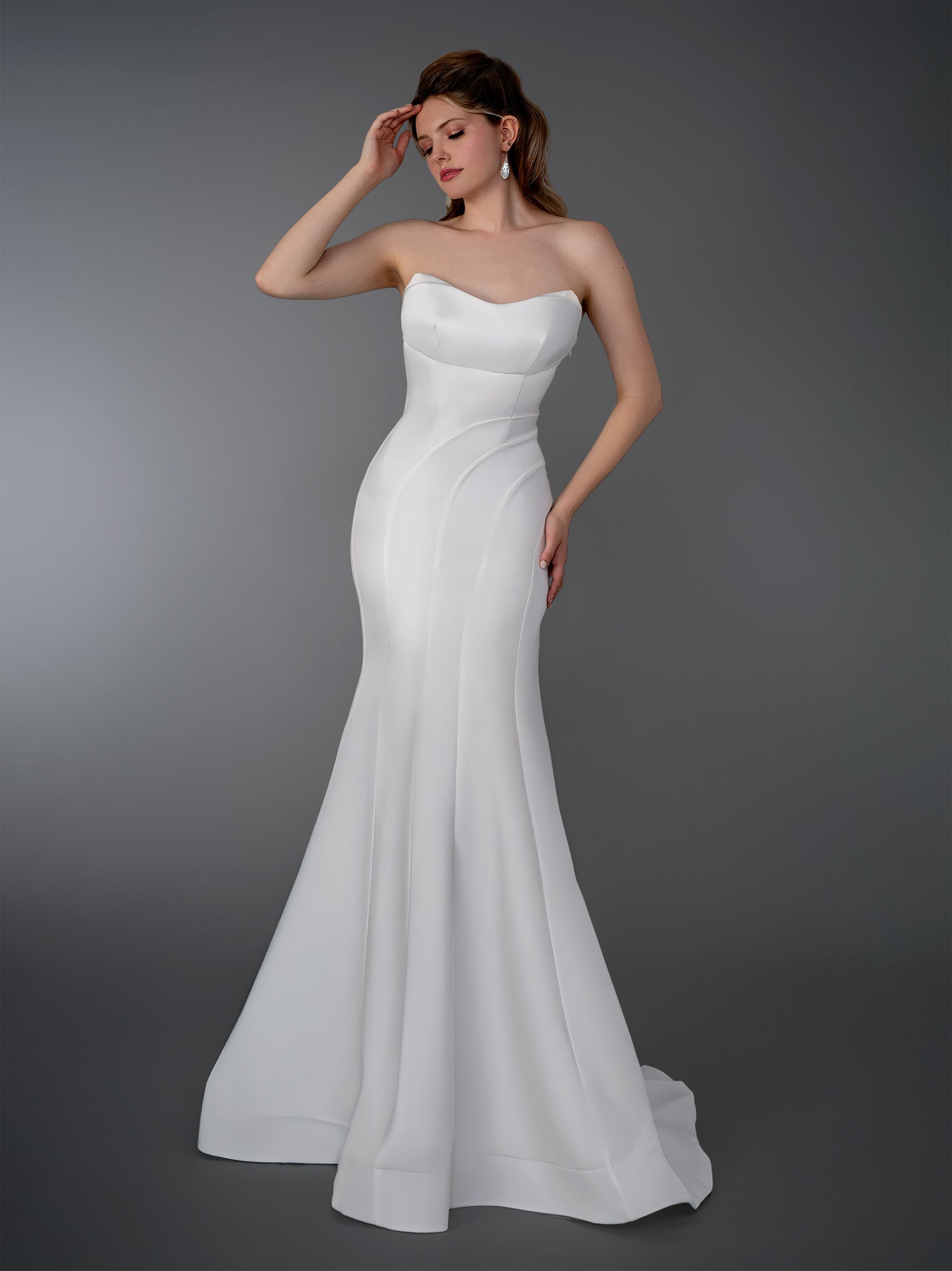 Wedding Dresses Bridal Long Wedding Dress - Mermaid - Stella Couture 26817 Off White-Satin-26817-Train