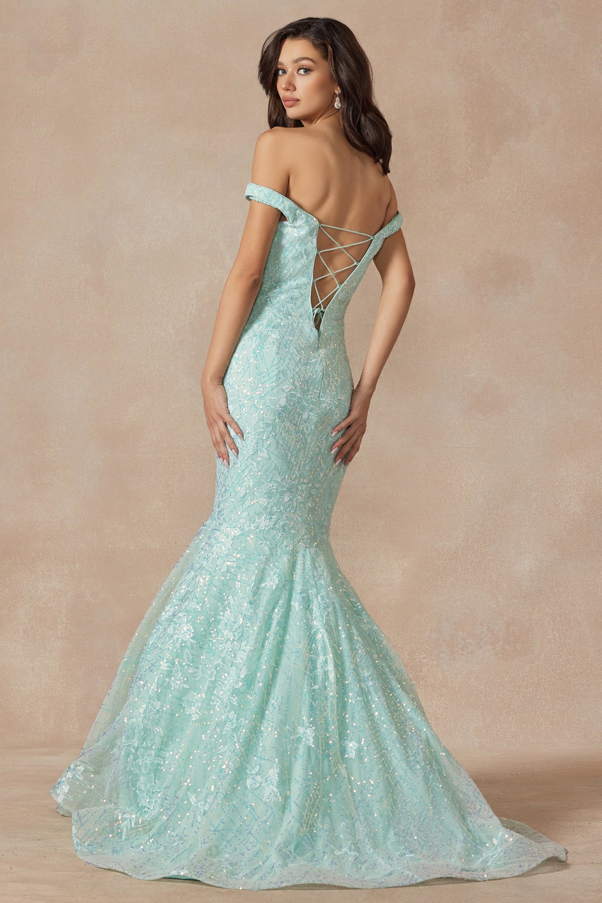 mint green mermaid prom dress Juliet 2412 Long Formal Mermaid Prom Dress