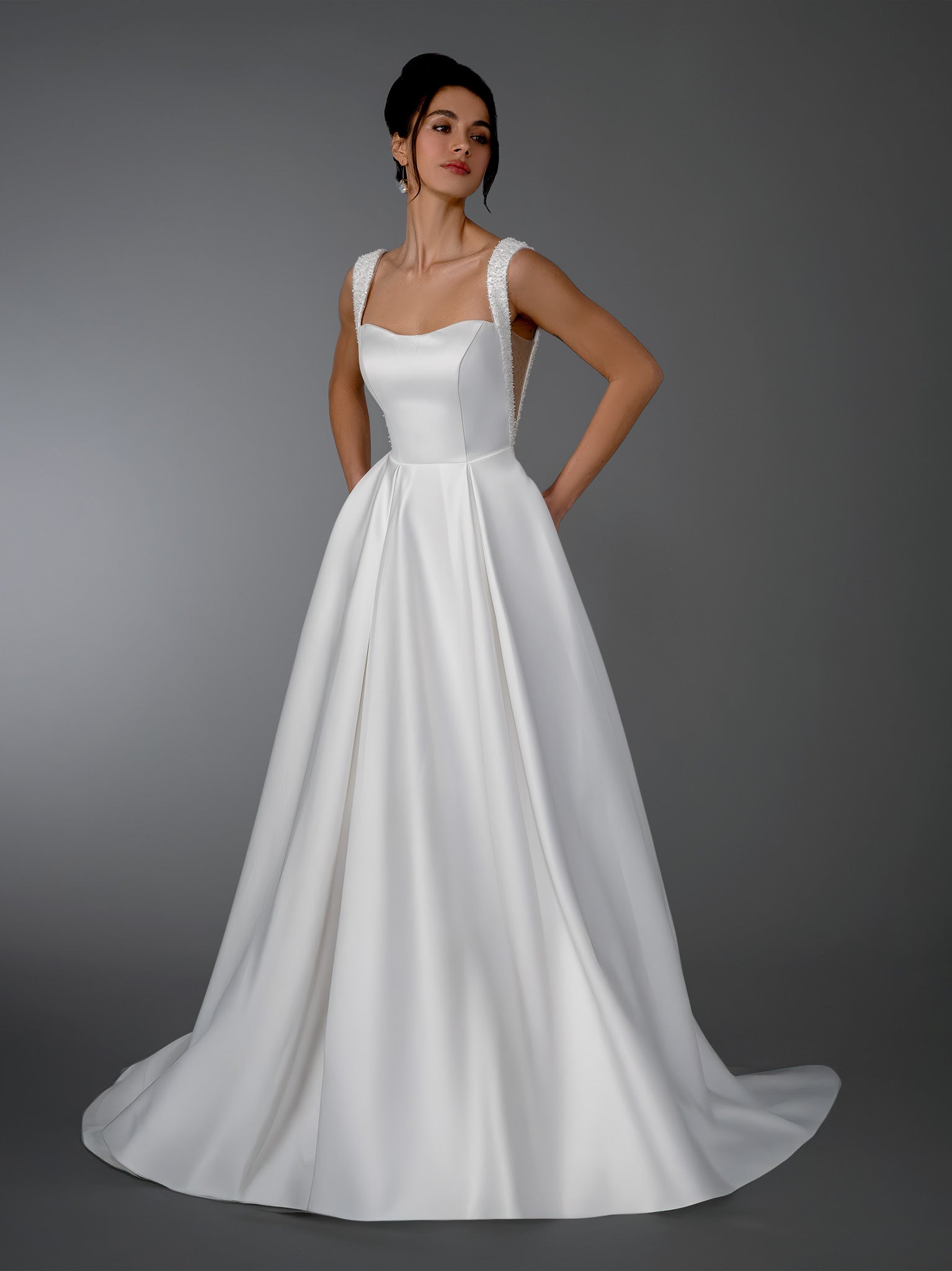 Wedding Dresses Long Wedding Dress - Ball Gown - Stella Couture 26810 Off White-Satin-26810-Train