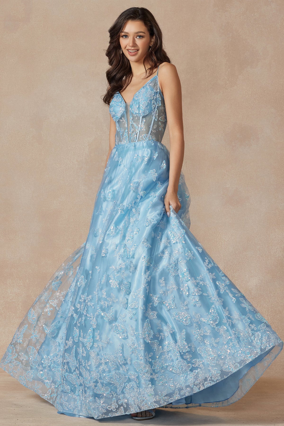 Juliet 2413 Glitter Long Formal Prom Dress