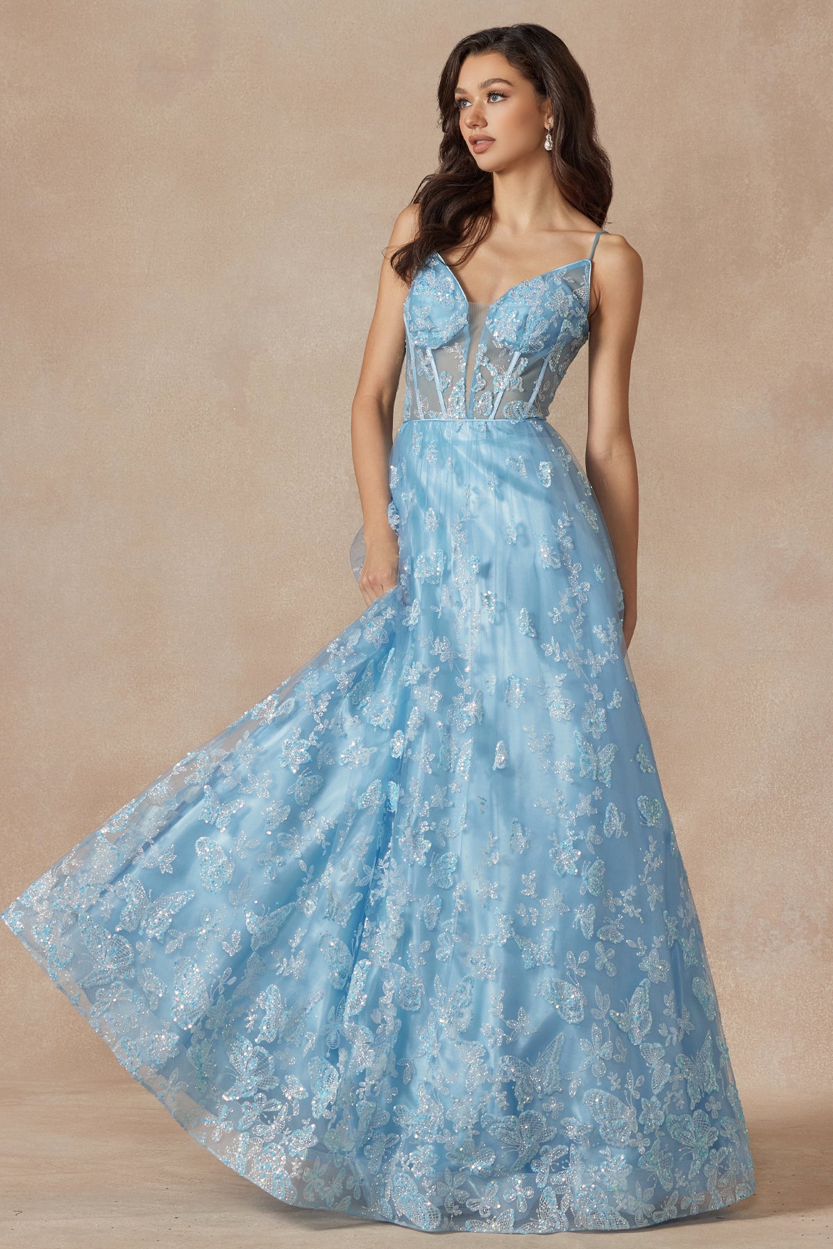 Juliet 2413 Glitter Long Formal Prom Dress