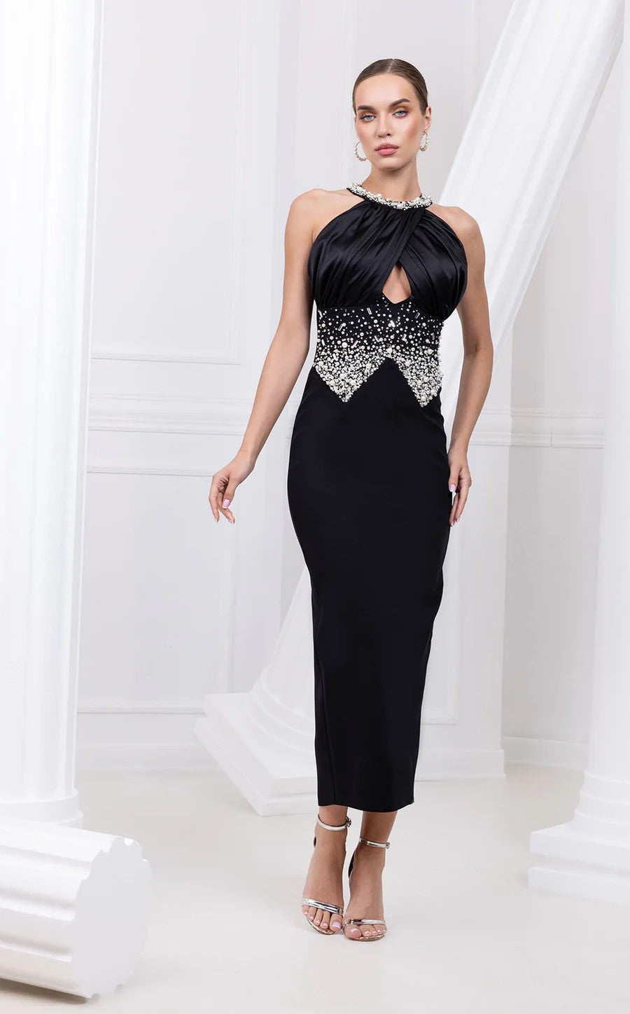 Odrella 24144 Long Formal Fitted Beaded Prom Dress