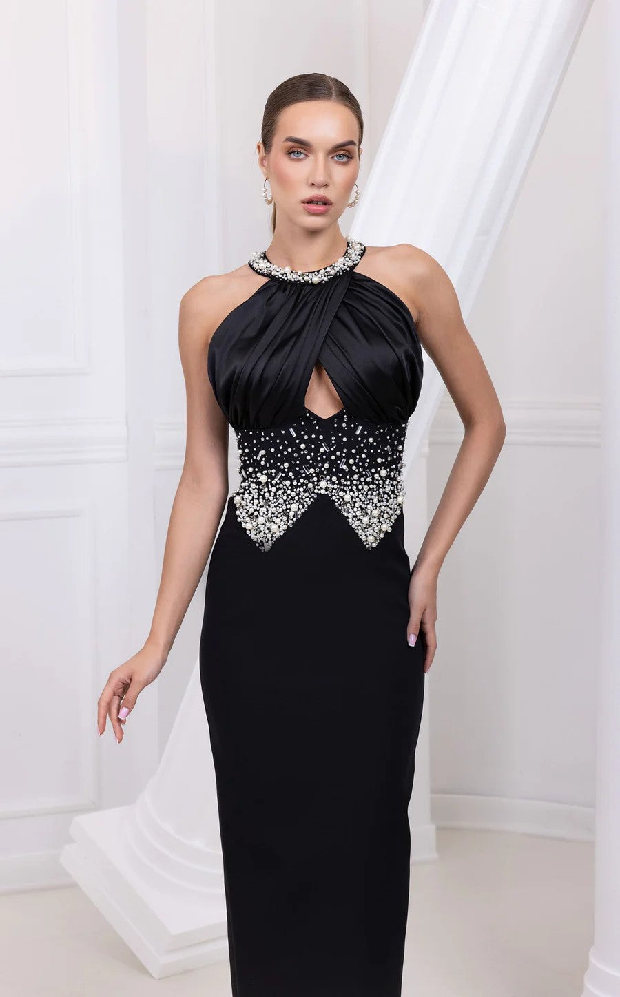 Odrella 24144 Long Formal Fitted Beaded Prom Dress