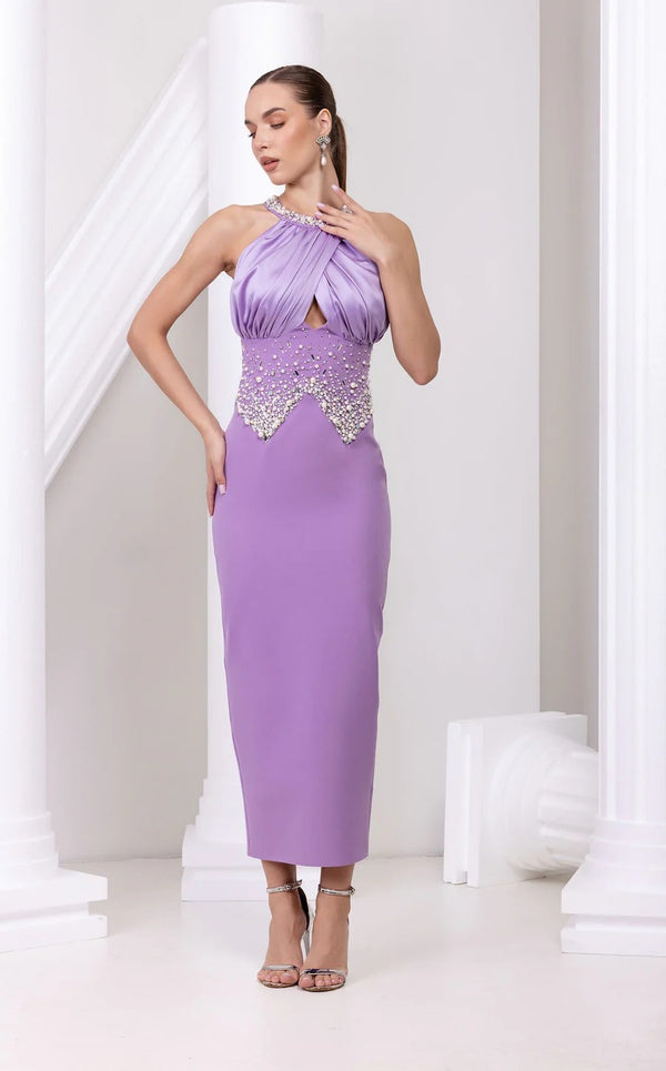 Odrella 24144 Long Formal Fitted Beaded Prom Dress
