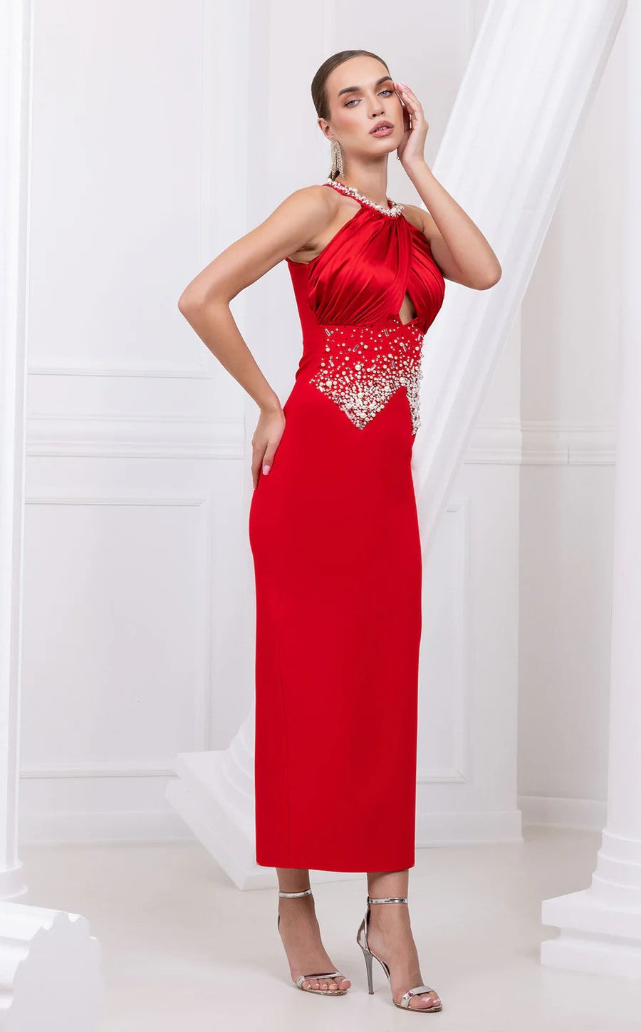 Odrella 24144 Long Formal Fitted Beaded Prom Dress