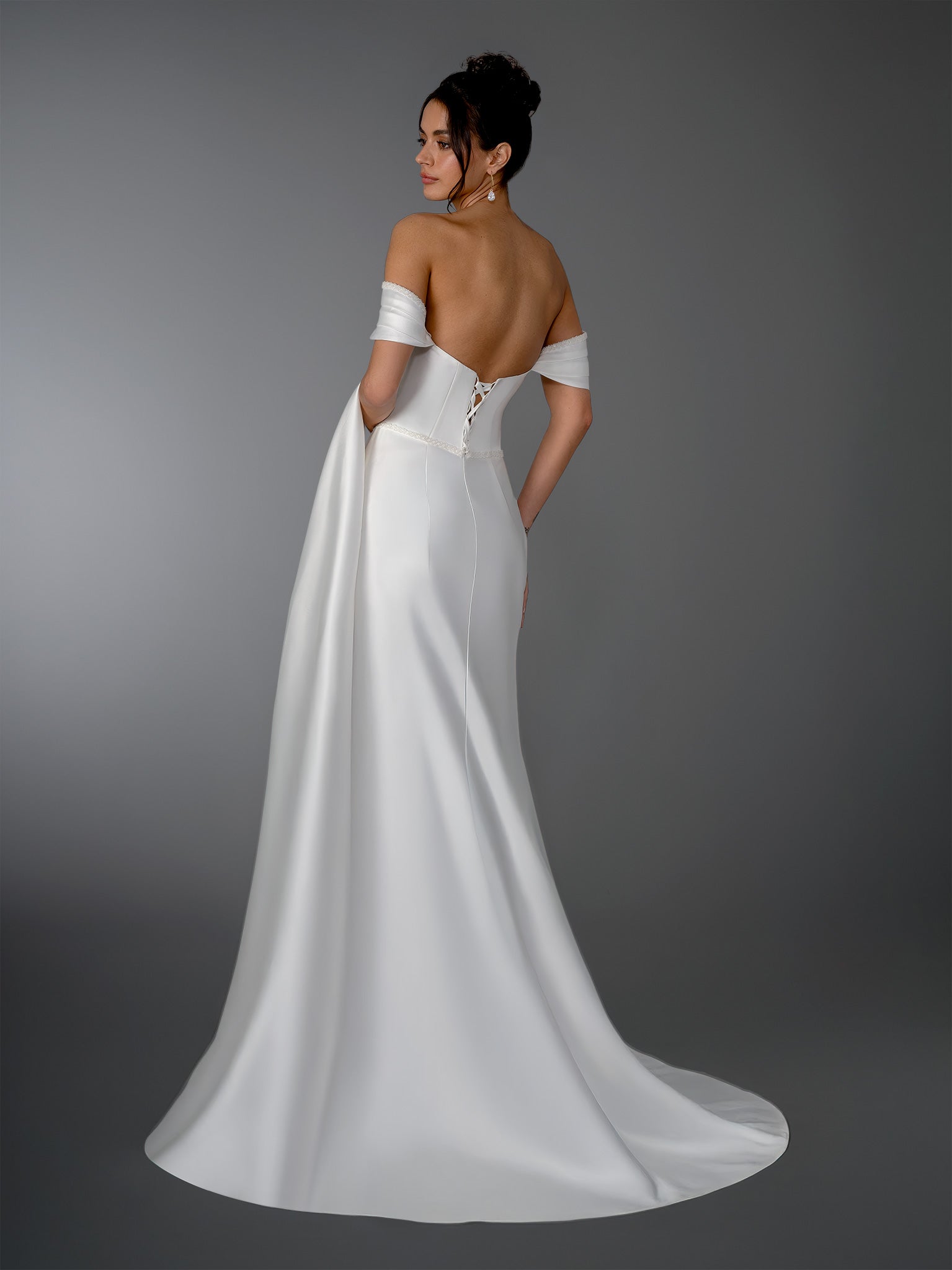 Wedding Dresses Bridal Long Wedding Dress - A Line - Stella Couture 26804 Off White-Satin-26804-Satin
